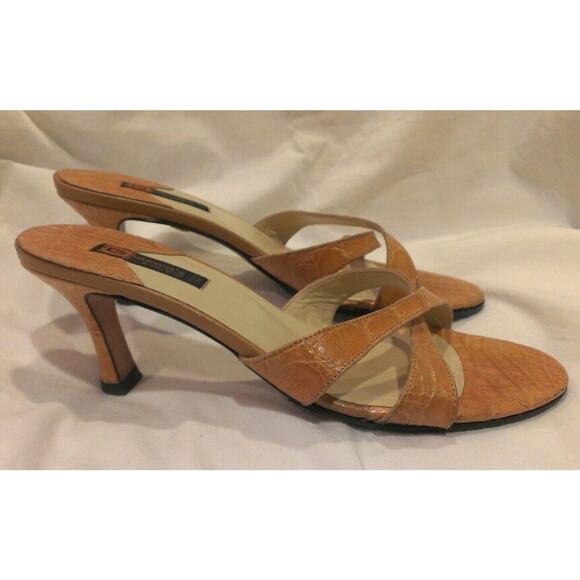 Giorgio's of Palm Beach Orange Tan Alligator Strappy Heels Shoes size 8 M - Picture 2 of 7